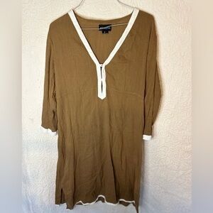 Athleta Women’s Size Medium Light brown with white trim shift dress/cover up